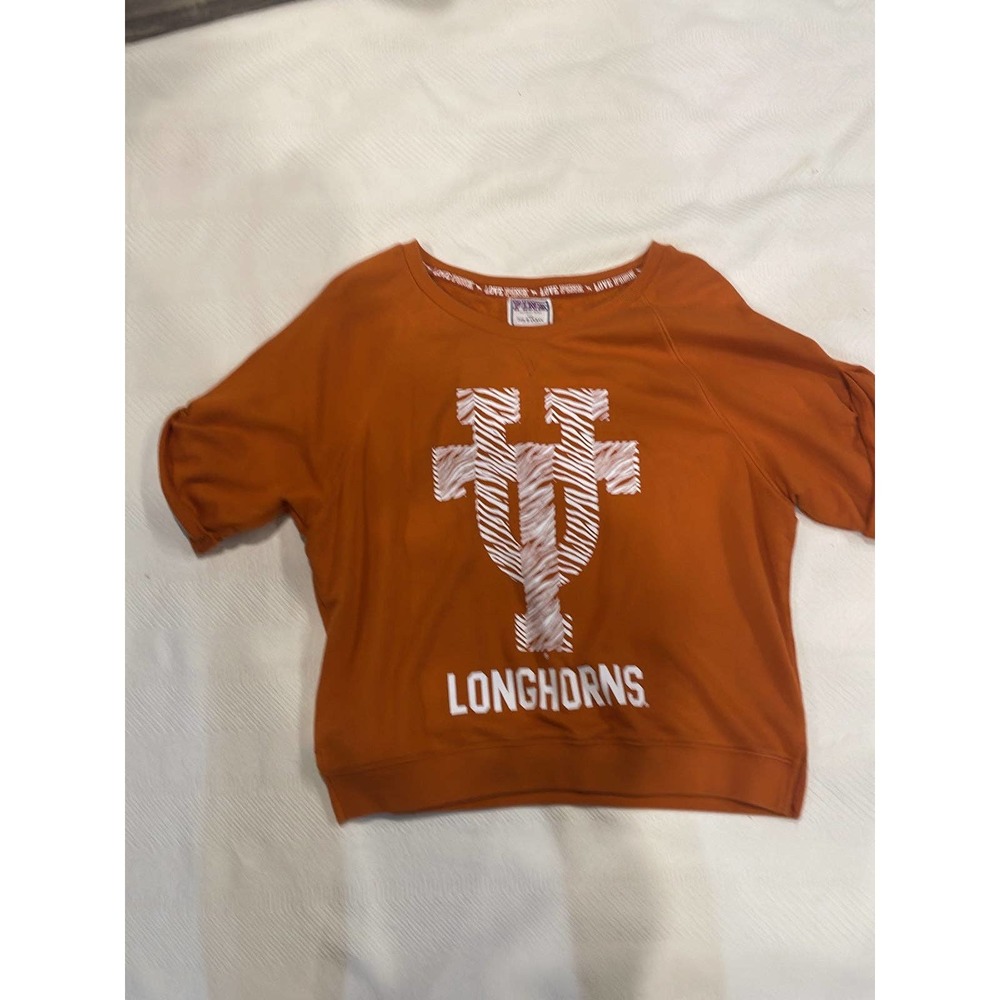 PINK UT Longhorns short sleeve sweatshirt size med